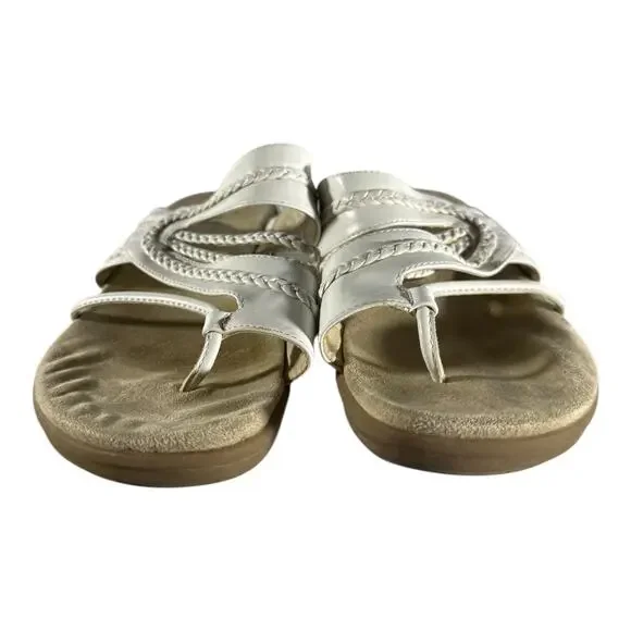 Wear Ever Freeda White Wedge Sandals Women’s Thongs Shoes 10M Slip On - Picture 2 of 10